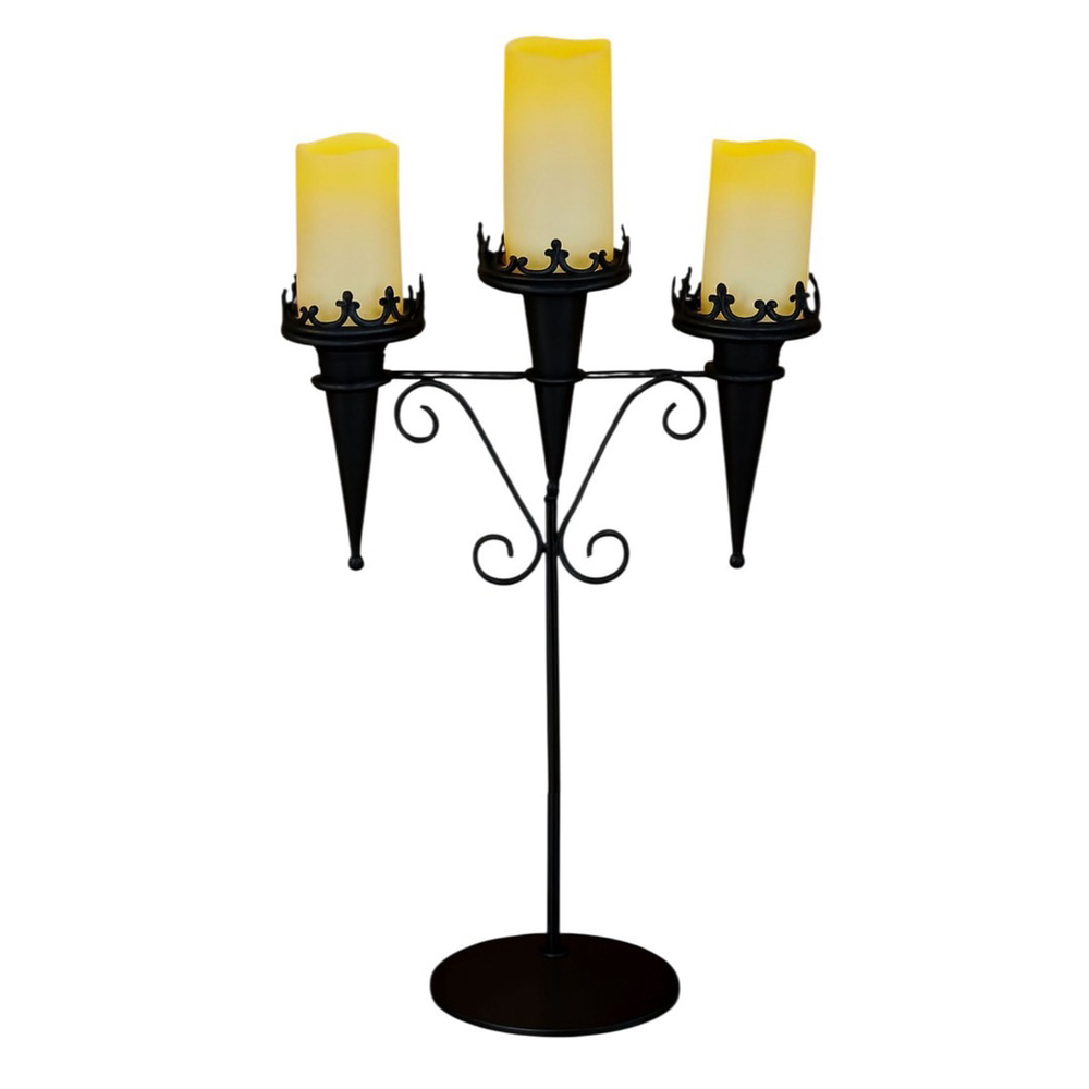 6 Black Medieval Style Metal Candelabras Wedding Halloween Gothic Renaissance